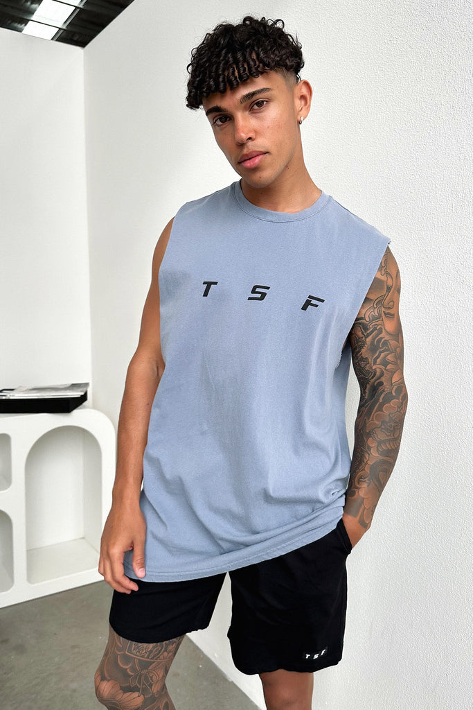 Boss Tank Top - Dusty Blue