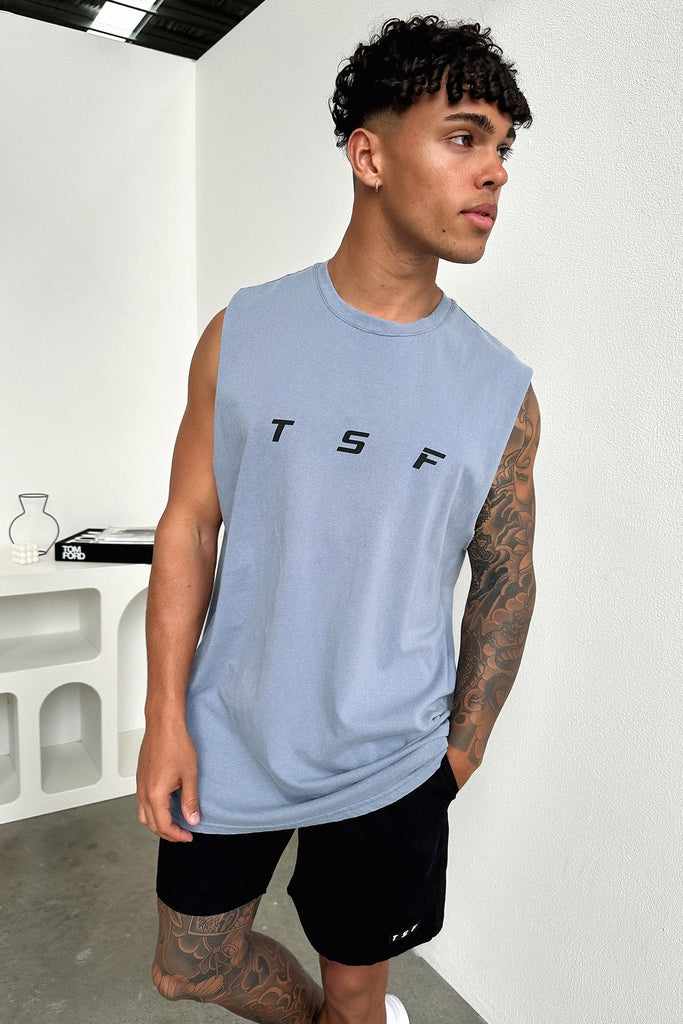 Boss Tank Top - Dusty Blue