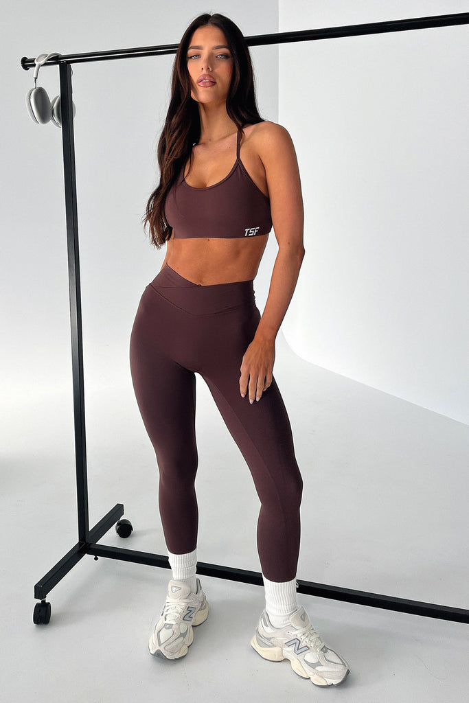 Kamari Open Back Sports Bra - Brown