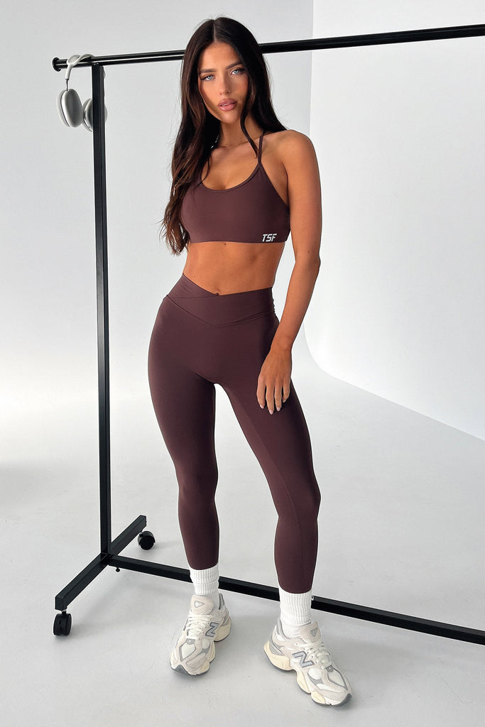 Kamari Open Back Sports Bra - Brown