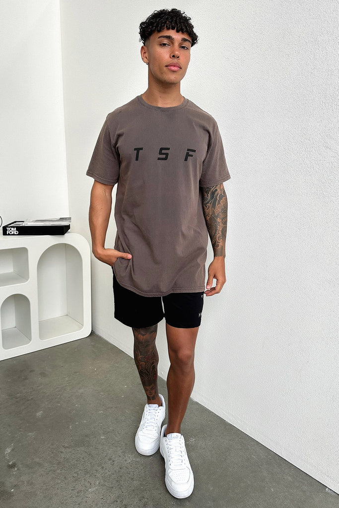 Fin Tee - Brown Acid Wash